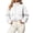 White-09, variant on Cropped Jacket for Women, Stand Collar Drawstring Hem Cargo Pockets Fall Fashion Jacket