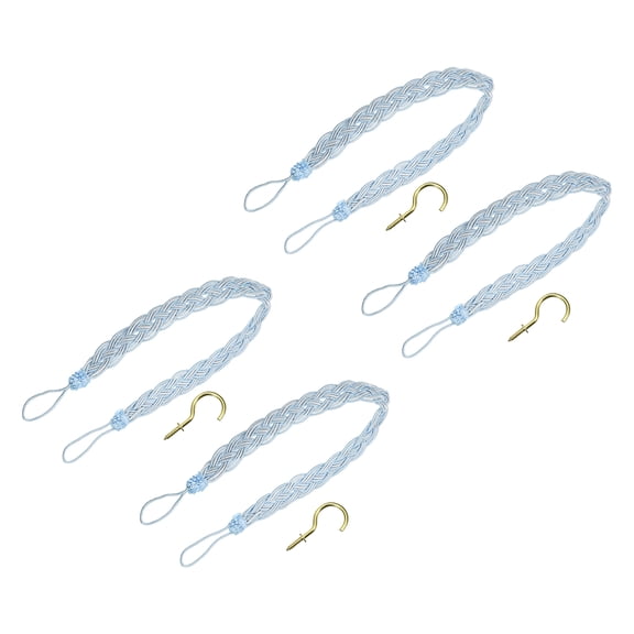 Uxcell 4Pack 58cm/23" Curtain Tiebacks Braided Drapery Holdback Holder, Light Blue