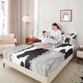 thumbnail image 4 of Homewish Abstract Cow Print Twin Sheet Sets 3pcs for Boys Girls,Geometric Plaid Patchwork Twin Fitted Sheet Microfiber,Farmhouse Animal Breathable Flat Sheet,Microfiber Bedroom Decor, 4 of 7