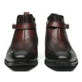 thumbnail image 3 of Santimon Men Single Monks Leather Boots Brogue Dress Boots Chelsea Boots Leisure Ankle Boots Brown 6 US, 3 of 8