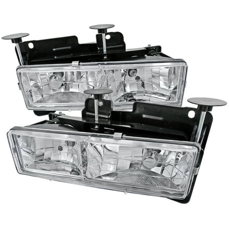 Crystal Clear Headlights (Chrome Housing/Clear Lens) Made for and Compatible with 1988-1998 Chevrolet C/K C10/Tahoe/Suburban/Silverado GMC Sierra/Yukon/Suburban