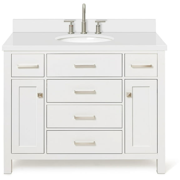 Ariel H043swqovo Bristol 43" Free Standing Single Oval Basin Vanity Set - White