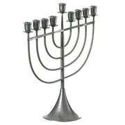 Modern Solid Metal Judaica Hanukkah Menorah 9 Branched Candelabra, Aluminum Small