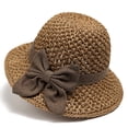 thumbnail image 5 of FUZHIQ Elegant Woven Straw Sun Hat with Bow Summer Beach Gardening Sun Straw Hats for Women Wide Brim Packable Travel Bucket Hats, 5 of 8