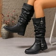 thumbnail image 5 of Dakaela Women's Slouchy Knee High Boots Comfort Low Heel Riding Combat Boot Fashion Dress Tall Boots, 5 of 7