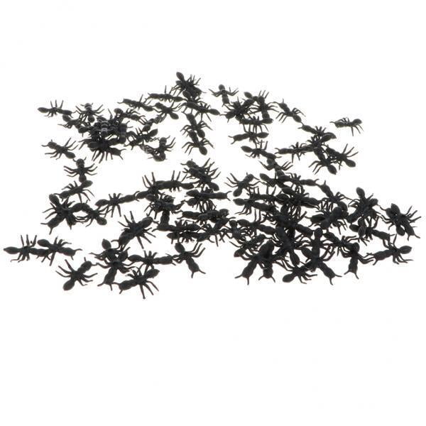 2x 100 Uds. hormigas falsas de plástico, juguetes de broma para niños, suministros para fiestas de Halloween Hugo Juguete de figura de insecto