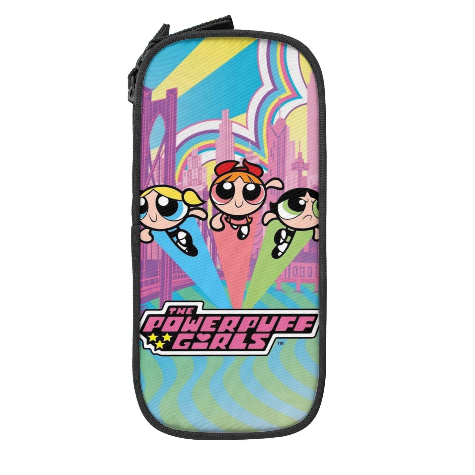 The Powerpuff Gi-rls Pencil Case Large Capacity Pencil Pouch Penbag Office Stationery Organizer Travel Makeup Bag Black