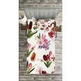 thumbnail image 3 of Ambesonne Floral Quilted Bedspread Set 2 Pcs, Composition of Tulips Lilies, Twin Size, Multicolor, 3 of 3