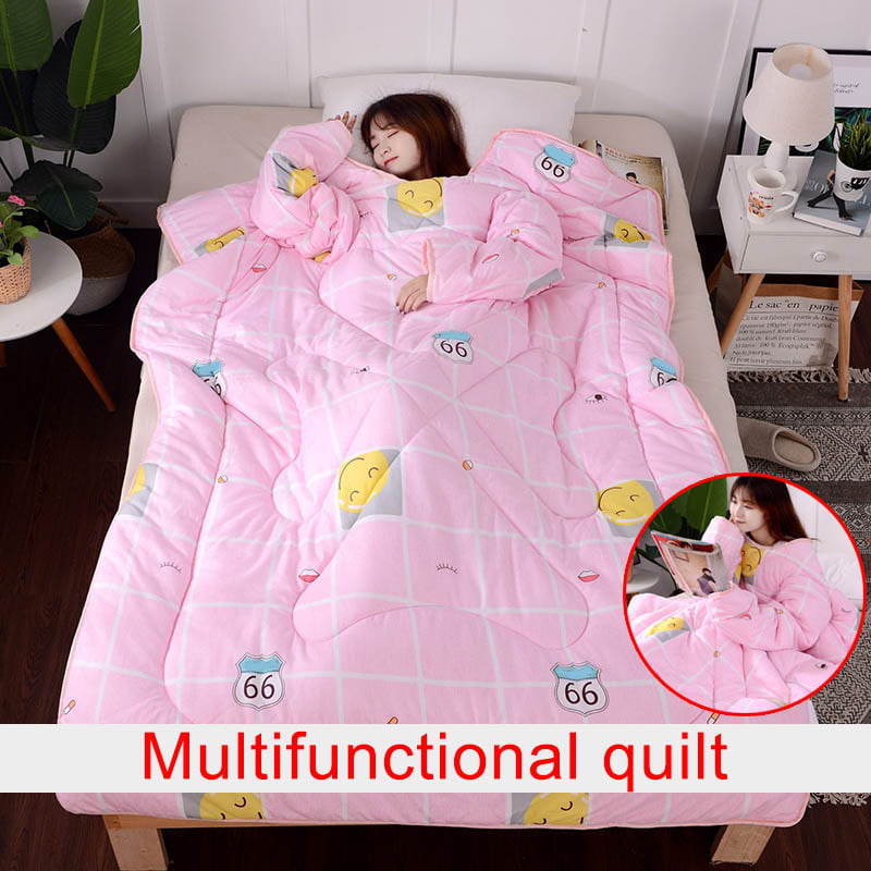 ZXCAM Multifunction Lazy Quilt with Sleeves Winter Warm Thickened Washed Quilt Blanket A/150 * 200cm 