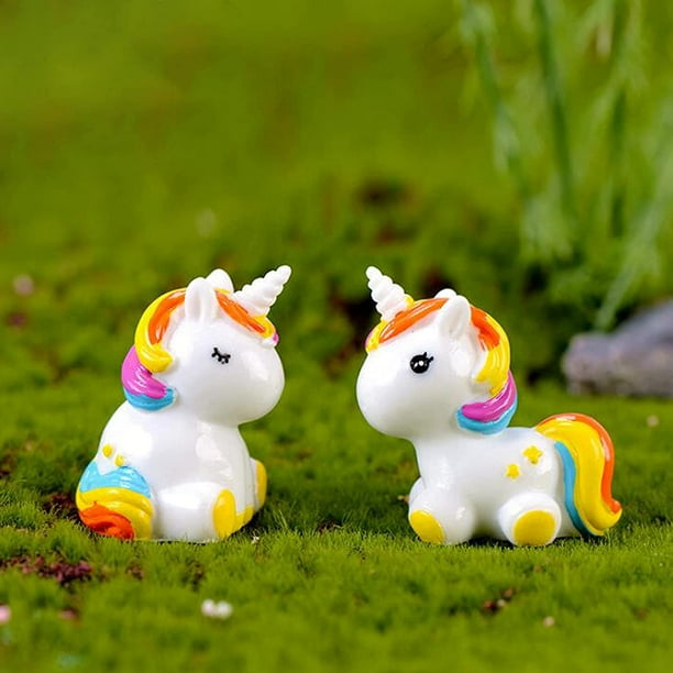 Unicorn Miniature Figurines 8 Pcs Mini Unicorn Toy Figurine Set Unicorn Model Cake Topper Fairy Garden Miniature Moss Landscape DIY Terrarium Crafts