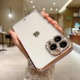 thumbnail image 2 of Compatible for iPhone 13 Pro Max 6.7 Inch Diamond Case, Luxury 3D Bling Crystal Rhinestone Sparkly Plating Clear Case for Women Girls Shockproof Camera Protective Back Cover - Purple, 2 of 10