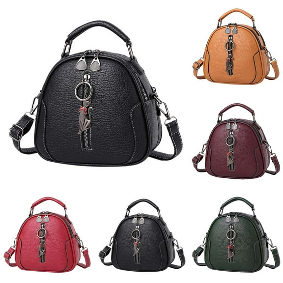 Lispipm Crossbody Bags for Women Multiple Zip Pockets Small Top Handle Purse Soft Vegan Leather Travel Shoulder Bag with Cat Pendant Green