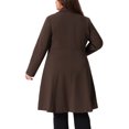 thumbnail image 3 of Agnes Orinda Women's Plus Size Coats Notch Lapel Double Breasted Elegant Trench Winter A Line Pea Coats 1X Dark Brown, 3 of 6