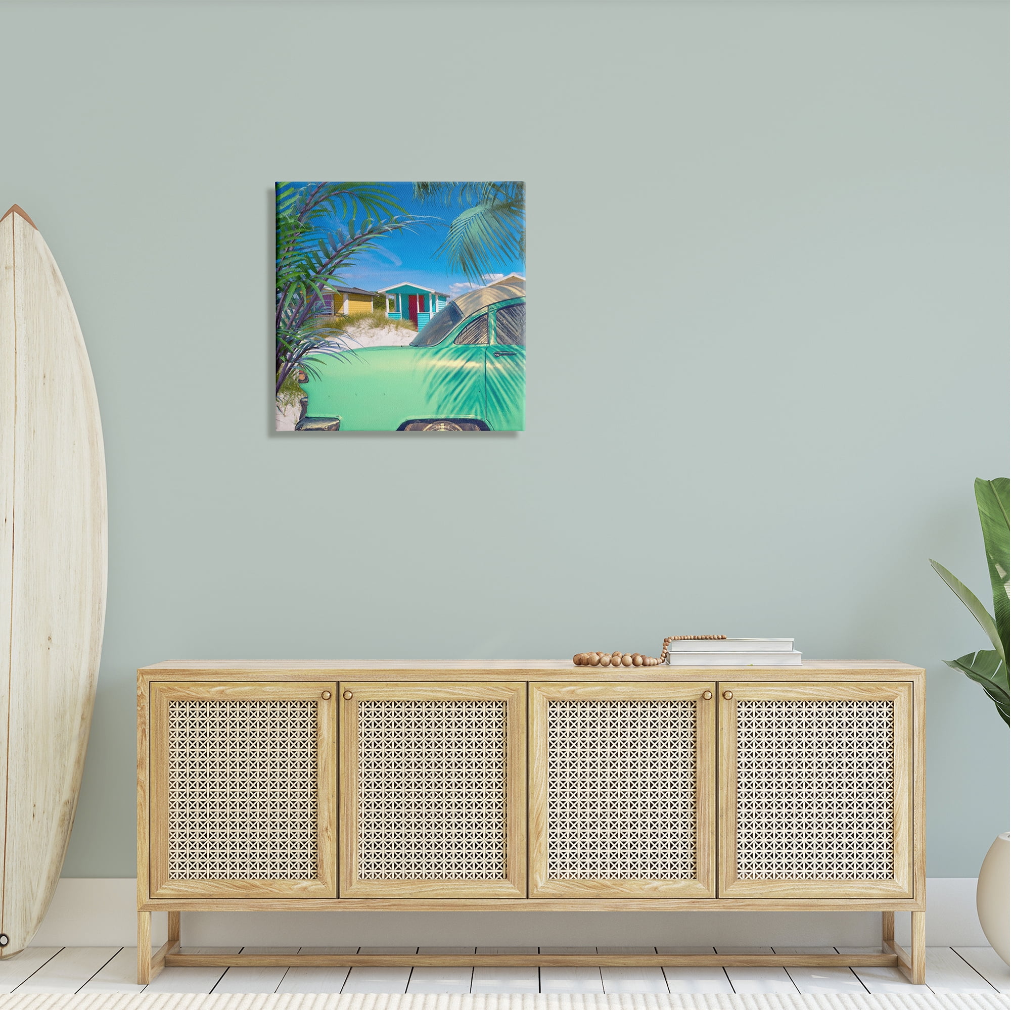 Stupell Vintage Car Coastal Vacation Cottages Landscape Photography Gallery Wrapped Canvas Print Wall Art