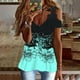 thumbnail image 2 of Mujeres Casual Adelgazante Draw Back Impreso Manga corta Cuello en V Encaje Hombro frío Tops OAVQHLG3B Store lin121212, 2 of 5