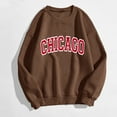 thumbnail image 2 of UJNDER Women's Crewneck Sweatshirt Valentine's Day Letter Print Pullover Long Sleeve Casual Brown M, 2 of 4