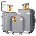 thumbnail image 1 of IMGadgets Go Luggage 3pc Set (Silver) | Lightweight & Durable ABS Polycarbonate | 360° 4x Dual Spinner Wheels | TSA-Approved Lock | 3 GPS World Smart Tags | Spacious Design | Retractable Iron Handle, 1 of 9