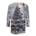 thumbnail image 5 of VKOYWKM Fall T Shirts for Women Christmas Shirts 3/4 Length Sleeve Womens Tops Funny Merry Xmas Tree Graphic Tees Loose Fit T-Shirts Holiday Crew Neck Tee Tops, 5 of 5