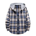 thumbnail image 2 of Patlollav Men Casual Turndown Long Sleeve Button Closure Plaid Print Hooded Shirt, 2 of 5