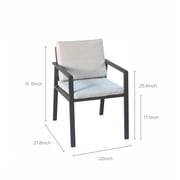HIGOLD 3801 Nofi Patio Dining Chair with Cushion Set of 2, Outdoor Aluminum Furniture for Garden Living