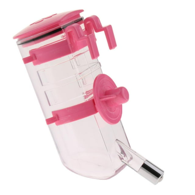 Botella de agua para perros de tamaño pequeño sin goteo, alimentador de agua para gatos de llenado superior con gancho, mascota Rosado jinwen Fuente de agua del gato del perro del animal doméstico