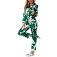thumbnail image 4 of Pijamas de satén para mujer Cheibear, ropa de dormir, blusas de manga larga con pantalones, conjuntos de lounge con botones, estampado floral, verde floral, 4 of 4