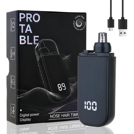 Portable Nose and Ear Trimmer Clipper for Men Women,2026 Professional LED Dsiplay Hair with Powerful Motor Dual-Edge Blades Smoother Cutting Mini Travel Size (Black)