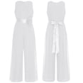 thumbnail image 5 of renvena Kids Girls Flower Wedding Party Bodysuit Ruffled Chiffon Pageant Banquet Rompers Summer Wide Leg Pants Jumpsuit Playsuit with Detachable Embellishment Ivory 10, 5 of 5