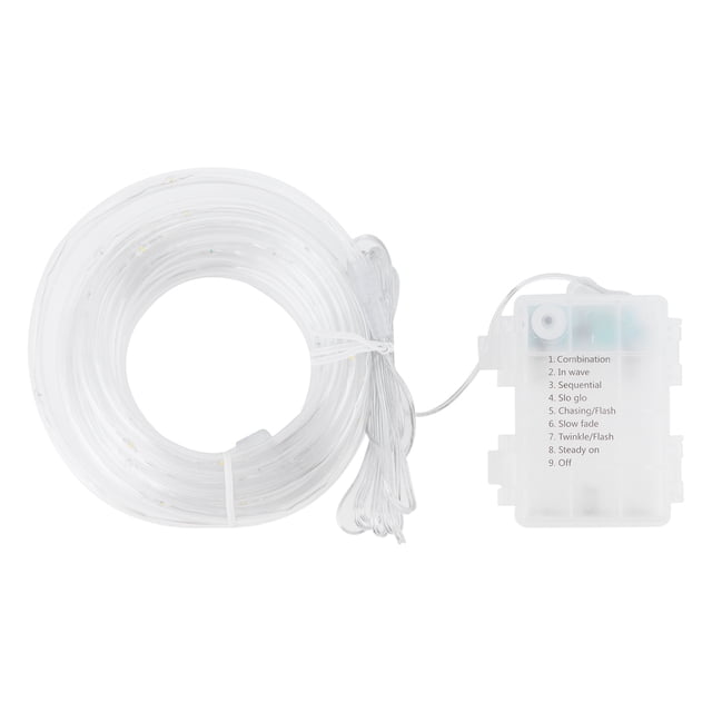 Luces de cuerda para exteriores, luz blanca cálida, impermeables, 50 LED, 8 modos, tubo de alambre de cobre, luz decorativa para patio