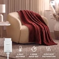 thumbnail image 3 of Sunbeam Heated Maroon Throw with Channeled Faux Fur and 4 Heat Settings, 50x70 Inch, 3 of 12
