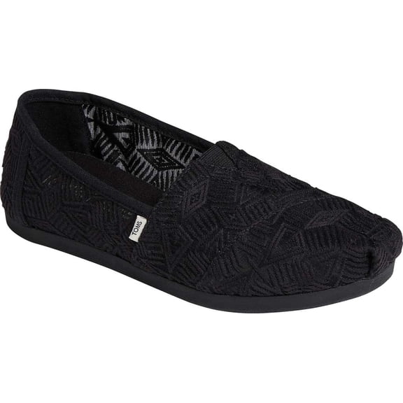 Women's TOMS Alpargata 3.0 Geo Lace Slip On Shoe Black Geo Lace Fabric