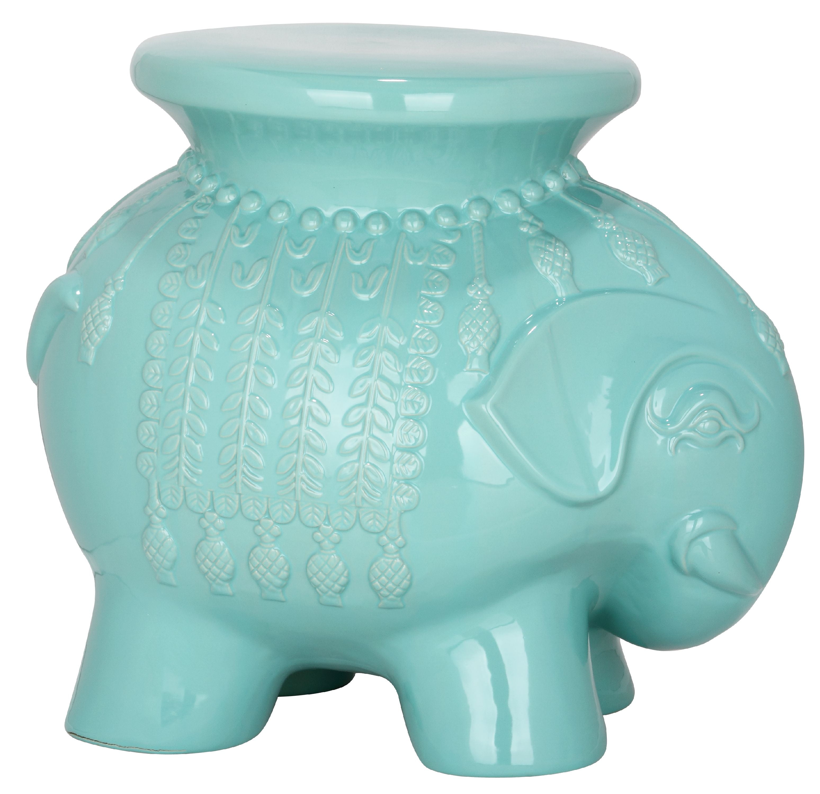 Safavieh Elephant Ceramic Indoor/Outdoor Garden Stool, Light Blue