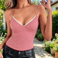 thumbnail image 6 of Women Cute Deep V Neck Sleeveless Fitted Basic Tank Tops Women Adjustable spaghetti strap Y2K Tank Top Cami Summer Soft Lightweight Shirts Daily Beach Vacation Outfits, Watermelon Red S, 6 of 6