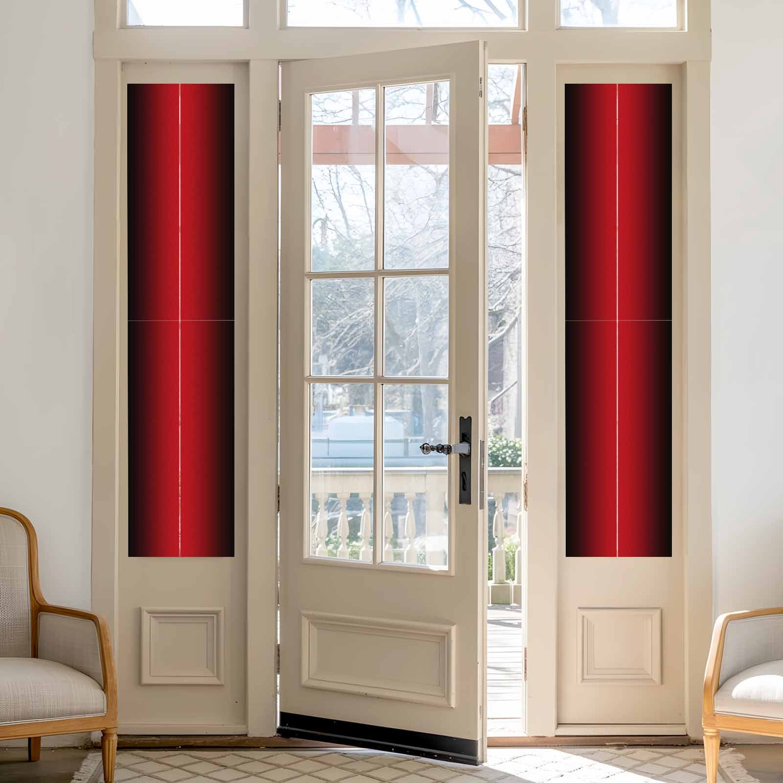 Gradient Red Black Window Privacy Film, Modern Abstract Minimalist Red Ocean Beach Frosted Glass Window Clings Static Cling UV Heat Blocking Reusable Door Sticker for Bathroom 29.5 x 118 Inch