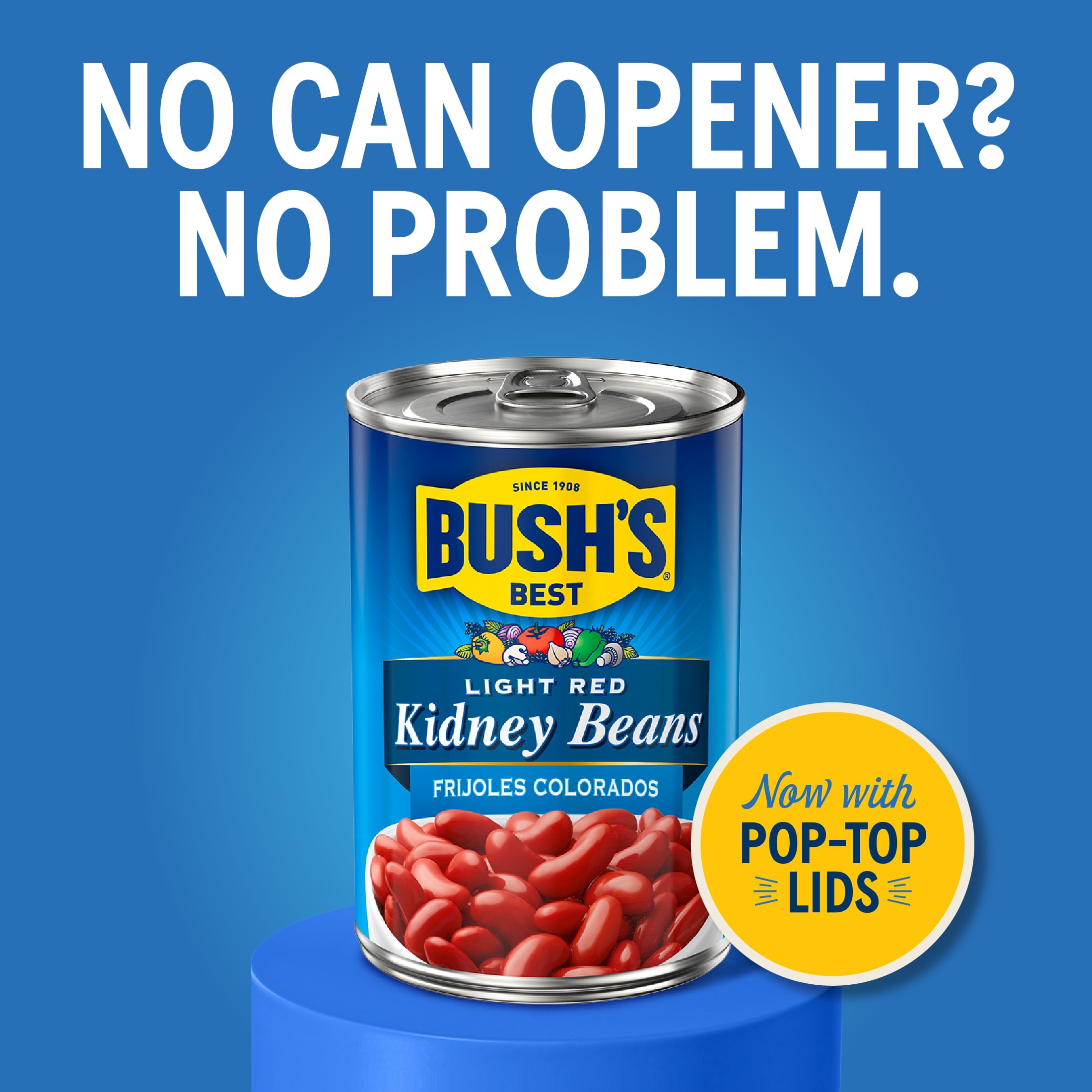 Bush's Light Red Kidney Beans Canned Beans with Pop-Top Lid, 15.5 oz Can