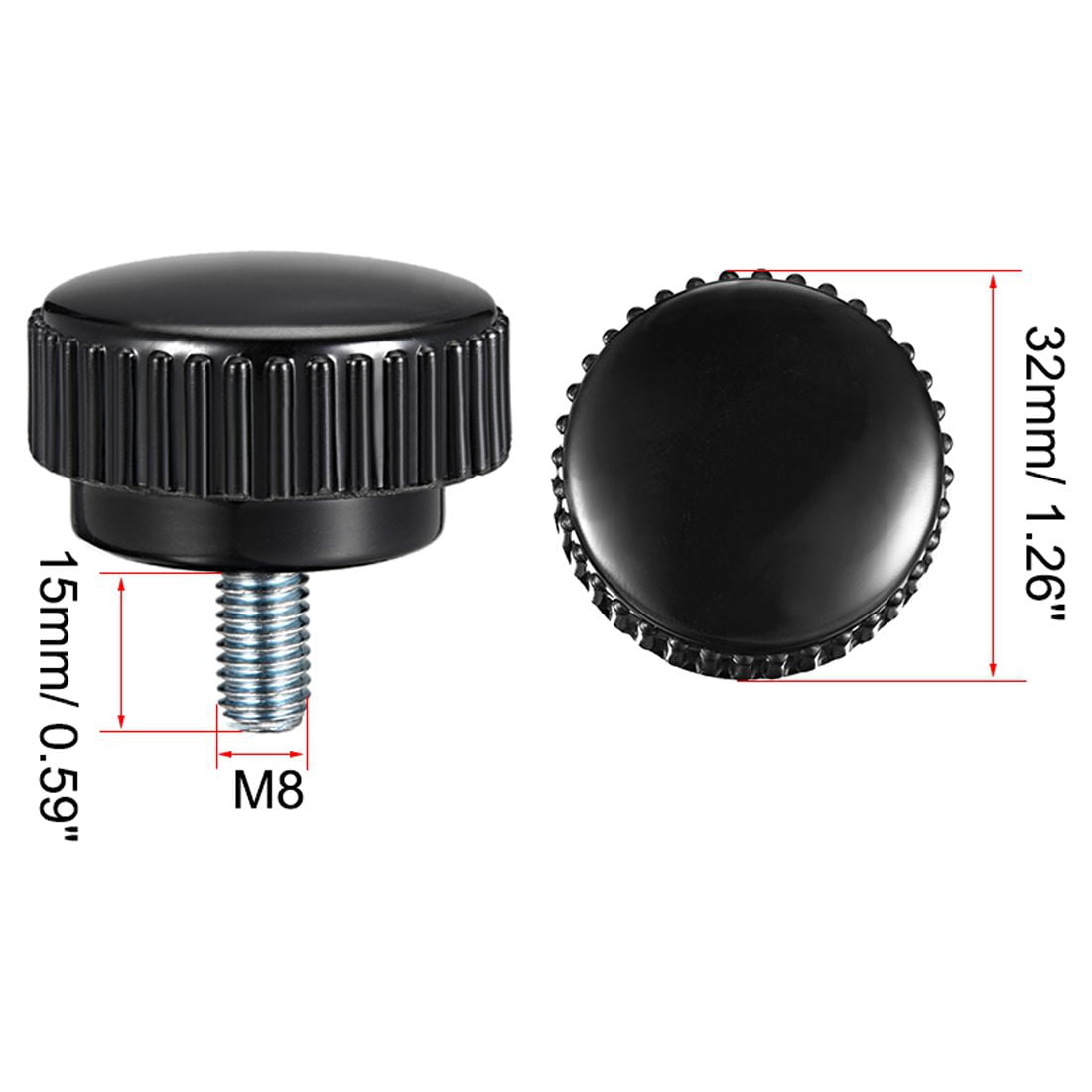 Unique Bargains Knurled Thumb Screw with Round Head M8 x 15mm