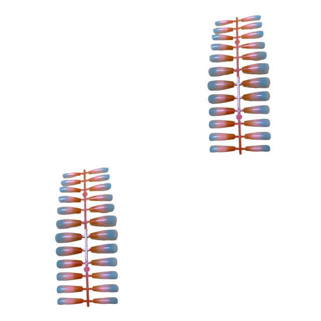 Maoww 24 Pieces False Nails Press-on Gradient Style Long Artificial Nail Tips Manicure Decorations Fingernail Accessory for DIY ch02 ch02 2Set