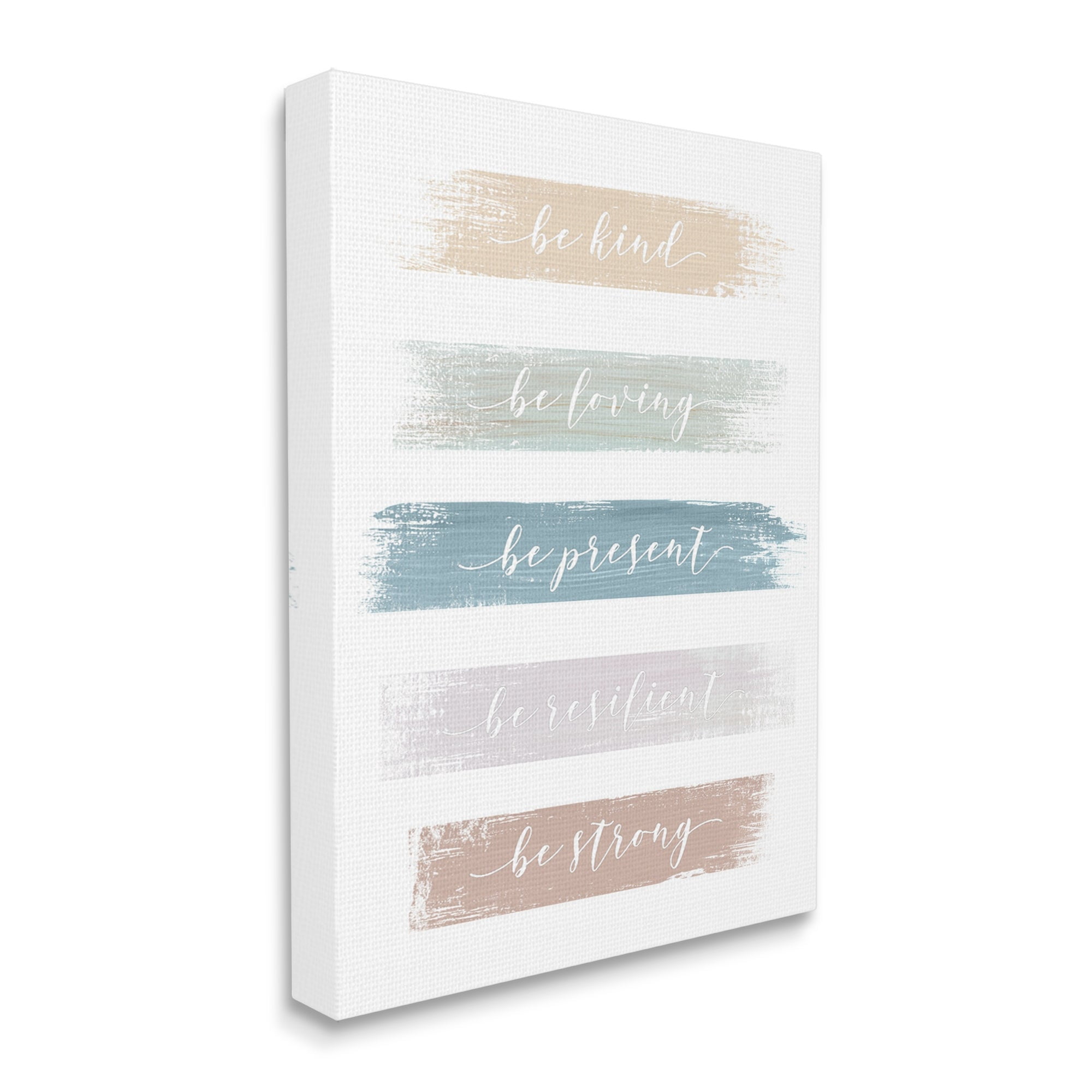 Stupell Industries Inspiring Brush Stroke Phrases Be Strong Pastels Graphic Art Gallery Wrapped Canvas Print Wall Art, Design by Graffitee Studios