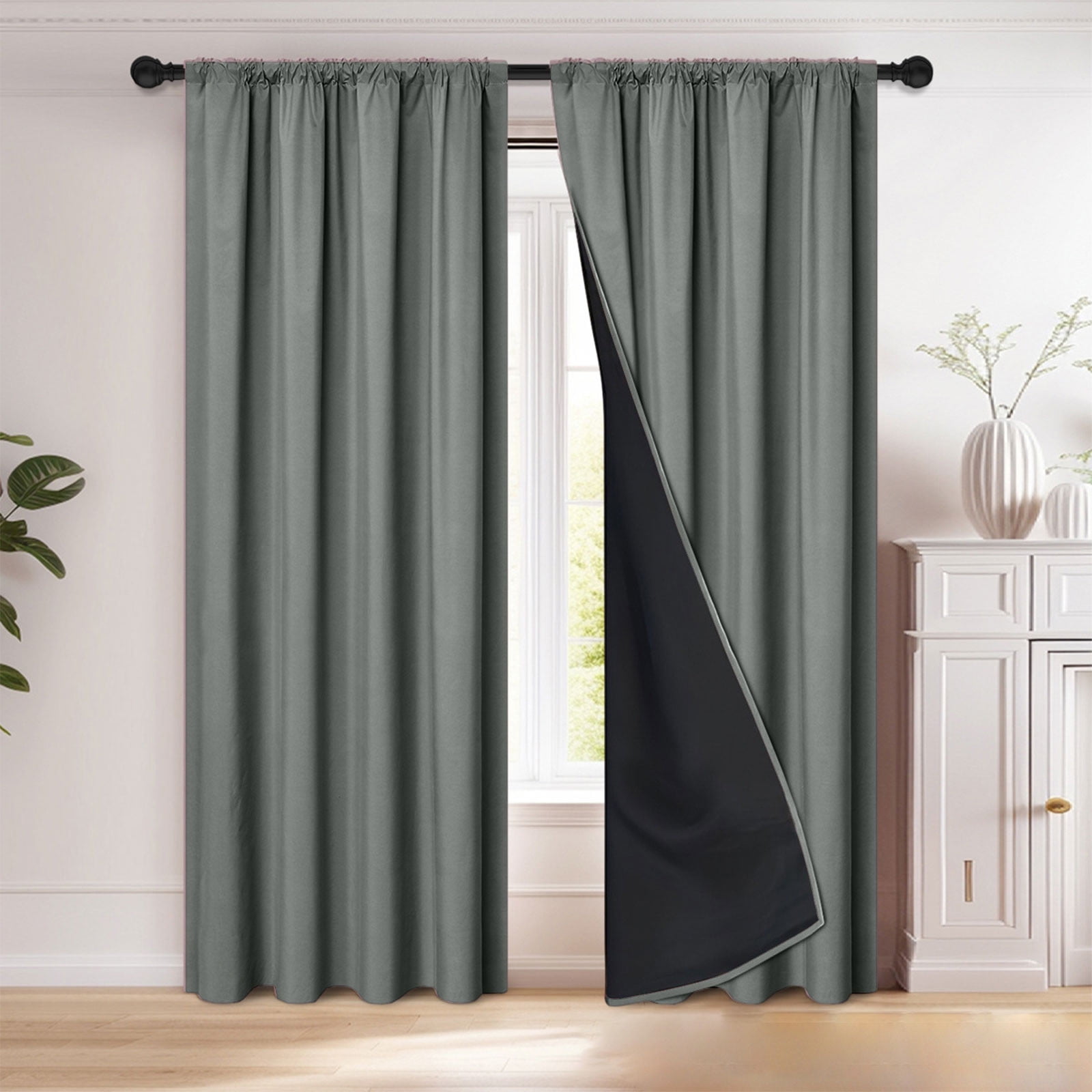 Solid Color Blackout Curtains Solid Thermal Insulated Grommet Blackout Curtains/Drapes for Bedroom Window (1 Panels, 73 inches Long)