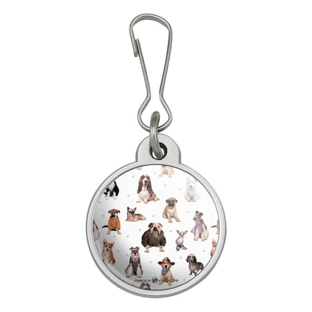 Cool Dogs in Outfits Paw Print Pattern Jacket Handbag Purse Luggage Backpack Zipper Pull Charm