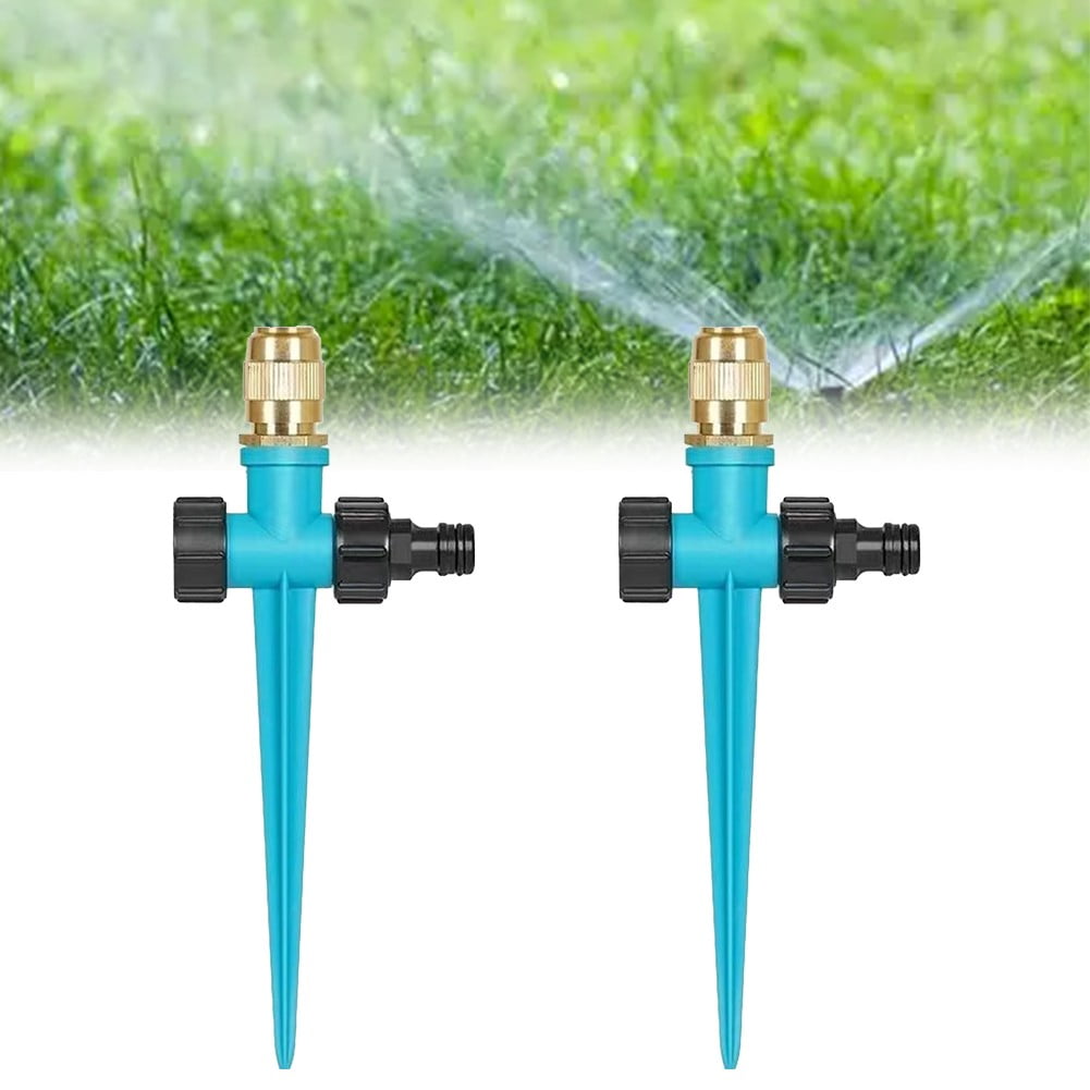 Arkzeo Metal Lawn Sprinkler Set 360° Automatic Garden Irrigation System 1/2 Head Adjustable Nozzle for Yard Patio Watering 2 Pack