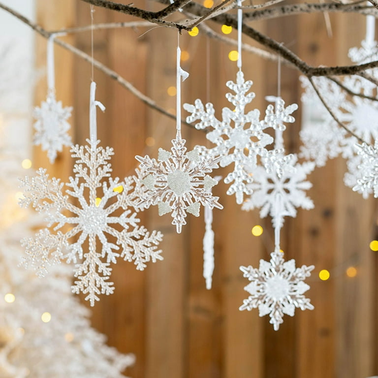Winter Christmas Hanging Snowflake Decorations, 6 Pcs Snowflakes