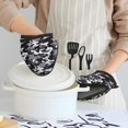 thumbnail image 2 of Black Grey White Camouflage Oven Mitts Heat Resistant, Soft Lining Silicone Mini Oven Mitts with HangingLoop, Kitchen Oven Gloves Heat Resistant 500℉ for Cooking Baking Microwave, 2 of 7