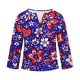thumbnail image 4 of Womens Patriotic Linen Shirts Long Sleeve Button Down Floral Shirt Tops Loose Holiday July 4th Outfits Blue, 3XL, 4 of 6