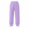 thumbnail image 6 of Women's Jogger Pants, Elastic Waist Solid Casual Pants with Side Pockets, Running Fitness Workout Wear, Womens Joggers | VerBelle,Purple L, 6 of 8