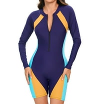VBVC Swimsuit for Women 2024 Rash Guards Color Block Long Sleeve Bathing Suits Beach Vacation Swimming Outfits Sun Protection Surfing Suit