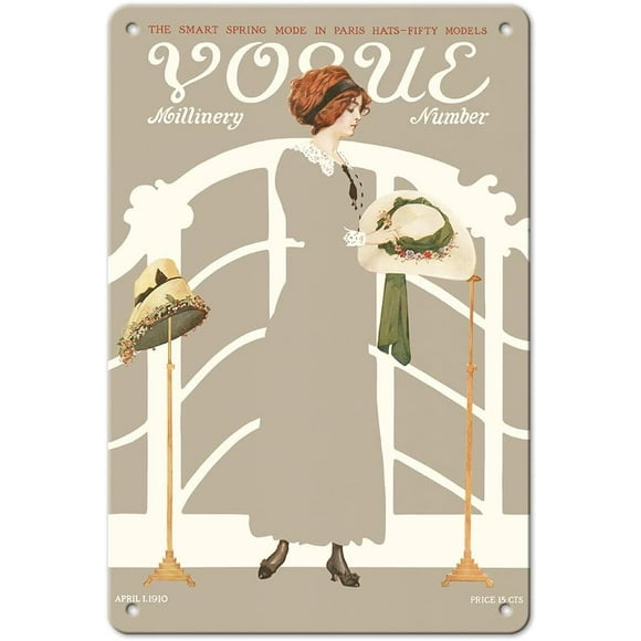 Fashion Magazine - April 1 1910 - Millinery Spring Hat Issue - Vintage Magazine Cover - 8 x 12 inch Vintage Metal Tin Sign