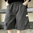 thumbnail image 7 of UACY Linen Bermuda Shorts for Boys Lightweight Summer Hiking Cargo Shorts Quick Dry Wide Leg Quick Dry Short Knee Length (Grey, 12-18 Months), 7 of 7