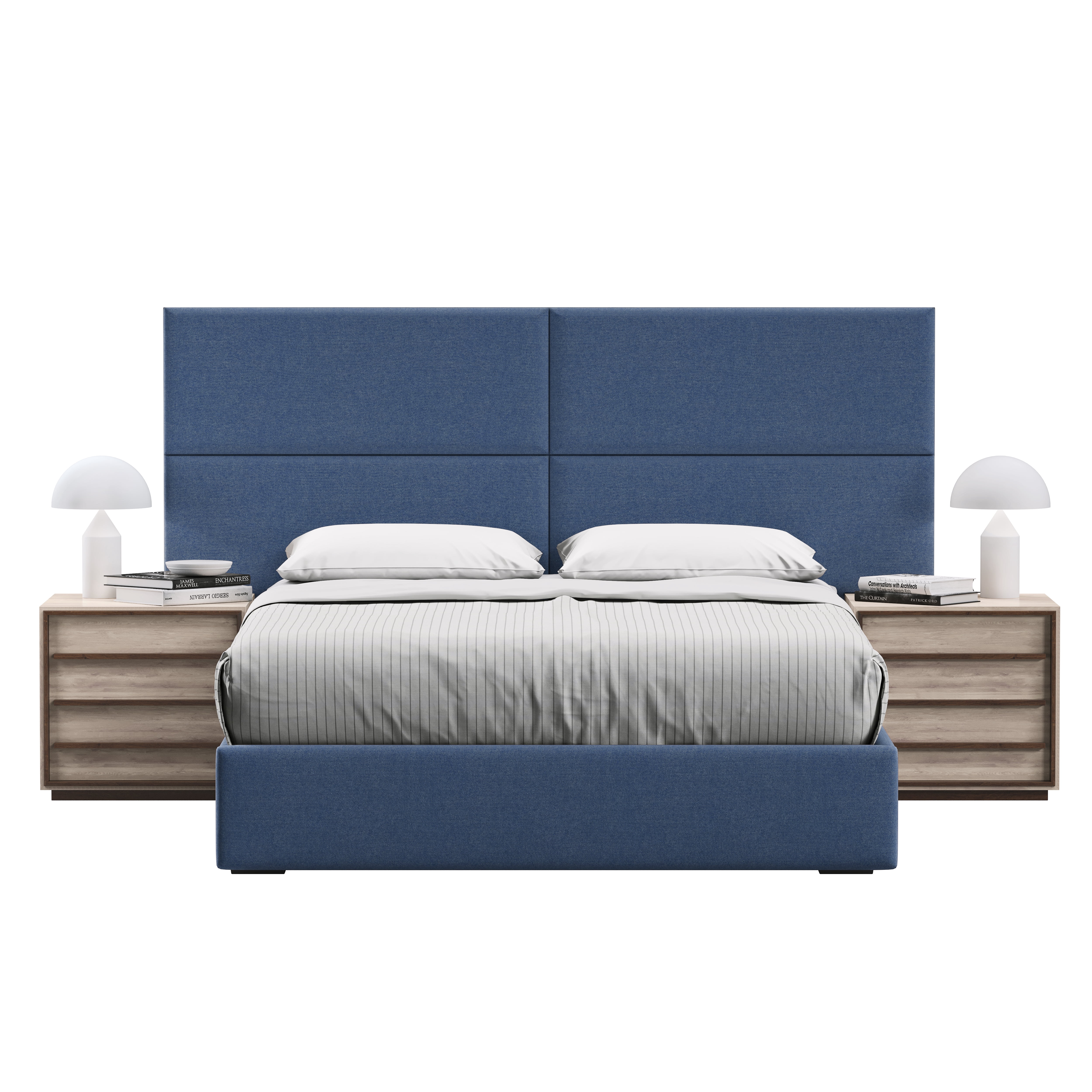Boyd Sleep Customizable Upholstered Wall Decor Panels, Blue Linen, Set of 4