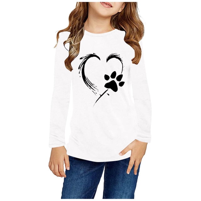 Birdeem Chemises à Manches Longues pour Filles Chemises à Manches Longues Imprimés Mignons Col Rond Hauts Blouses Décontractées Habillées Vêtements Chemises à Manches Longues pour Filles